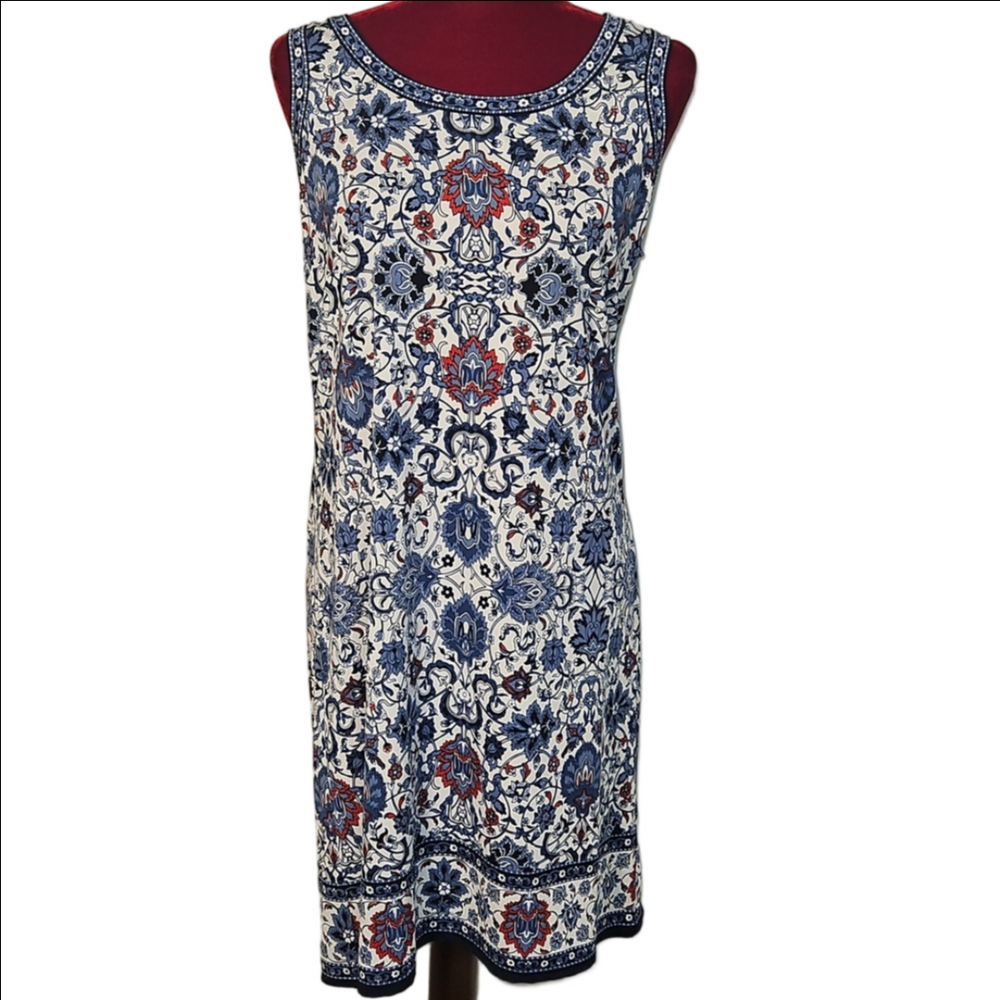 Max Studio Red, White & Blue Sleeveless Dress Size Large